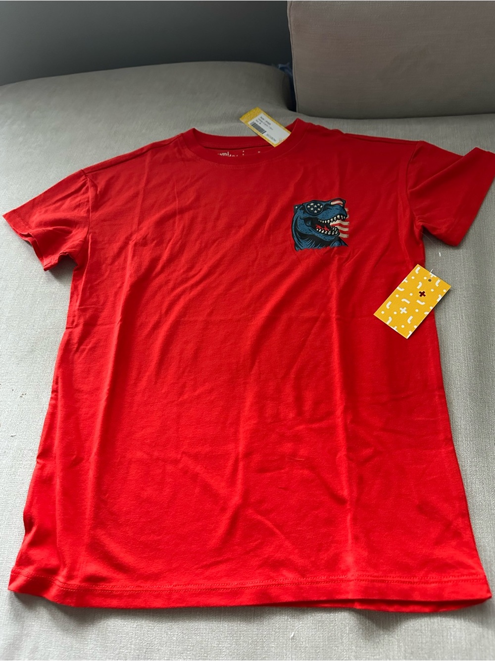 Rumi + Ryder Boys Patriotic T-Rex Tee Stitch Fix Red Graphic Shirt Size 8-10